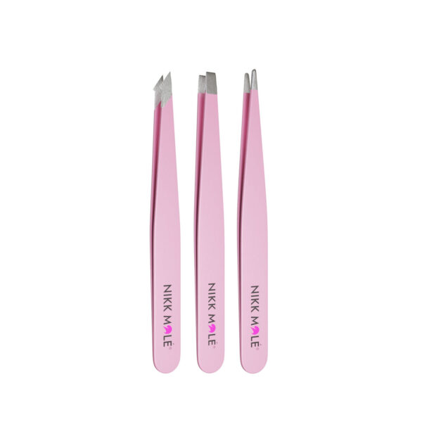 Set of pink tweezers Nikk Mole (3pcs)